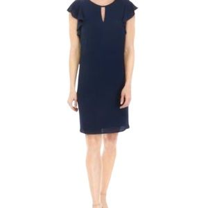 NWT Michael Kors Navy Blue Shift Dress with Ruffled Sleeves